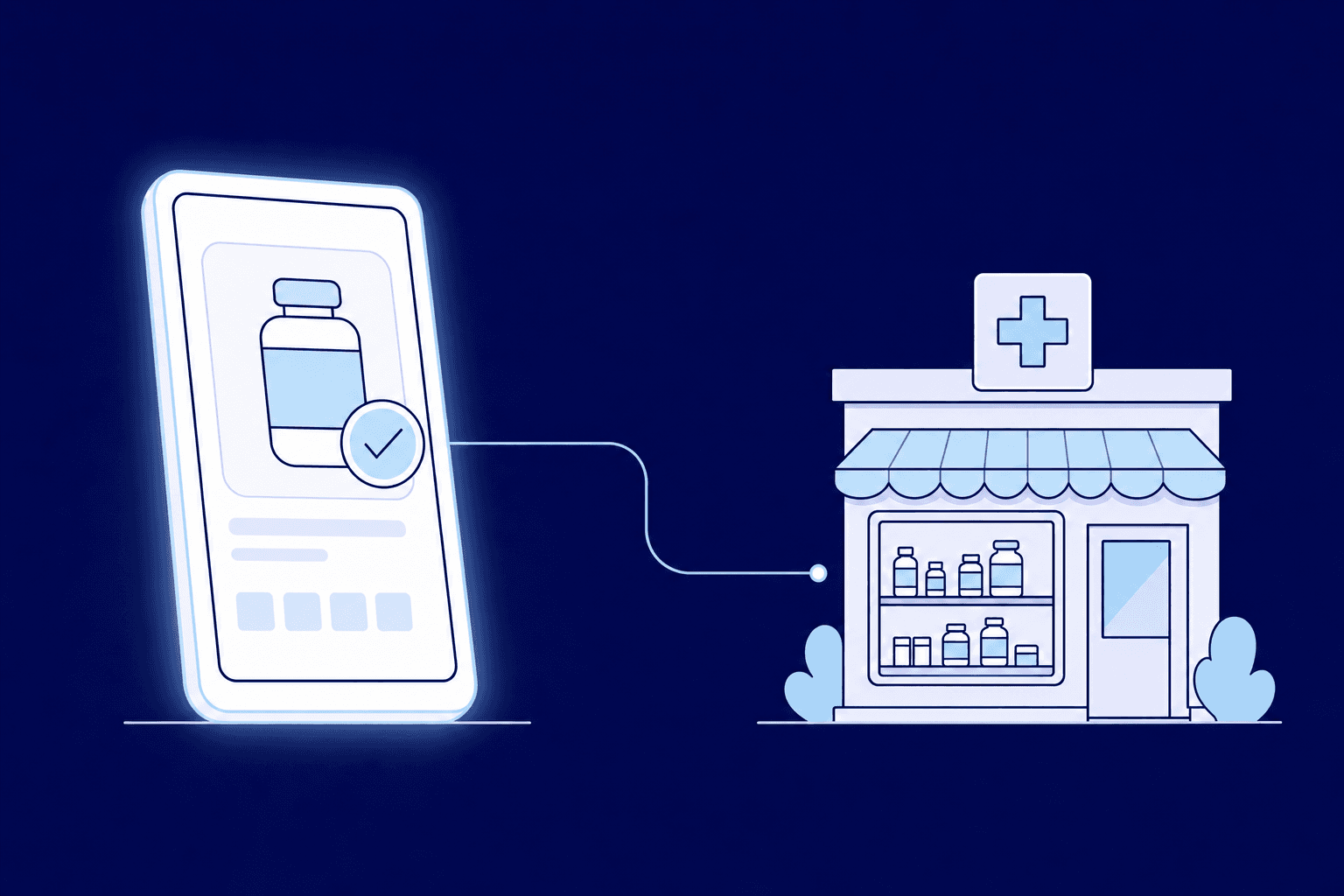 La tienda online de una farmacia real muestra un bote de suplemento verificado, conectado a su local físico
